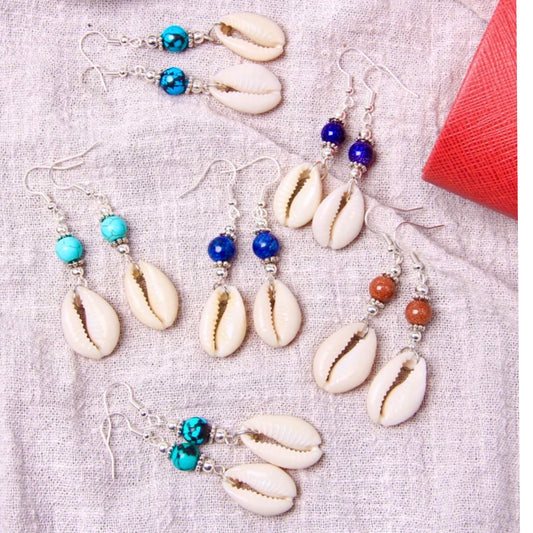 Shell Cowrie Natural Stone Beads Fashion Earrings