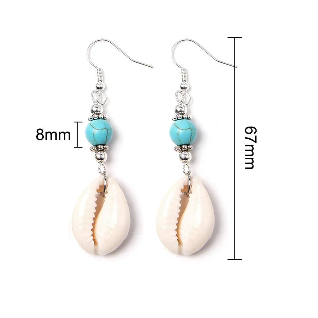 Shell Cowrie Natural Stone Beads Fashion Earrings