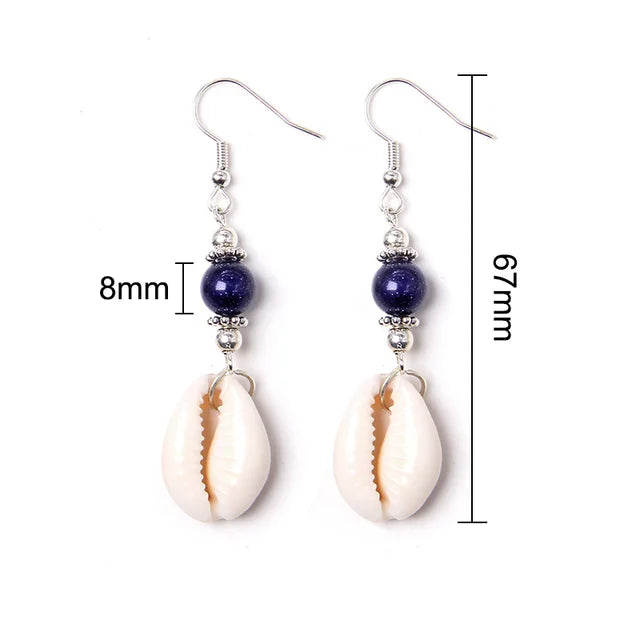 Shell Cowrie Natural Stone Beads Fashion Earrings