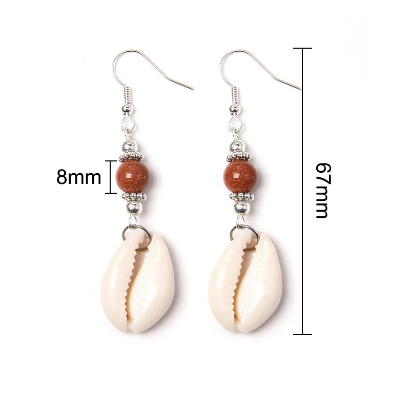 Shell Cowrie Natural Stone Beads Fashion Earrings